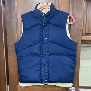 Beige and Navy Down Puffer reversible Vest